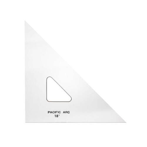 Tri   ngulo de desenho de arco do Pac   fico 18 polegadas 45/90 graus acr   lico claro