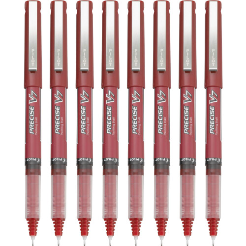 Pilot Pilot Precise V7 Capped Liquid Ink Rolling Ball Penns Fine Point 0,7 mm Red Pack med 8