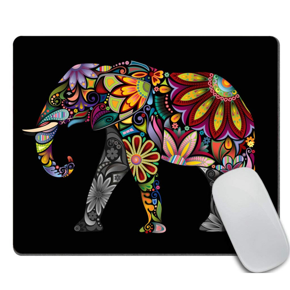 Amcove Office Desk Accessories Colorful Elephant Mousepad Mandala Floral Elephant Mouse Pad Office Decor For Men Women Office Presents 6280849575752