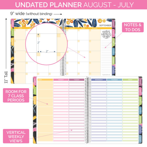bloom daily planners Ακαδημαϊκό Ημερολόγιο Δασκάλου - Οργανωτής Μαθημάτων 7 Περιόδων (9" x 11") 2