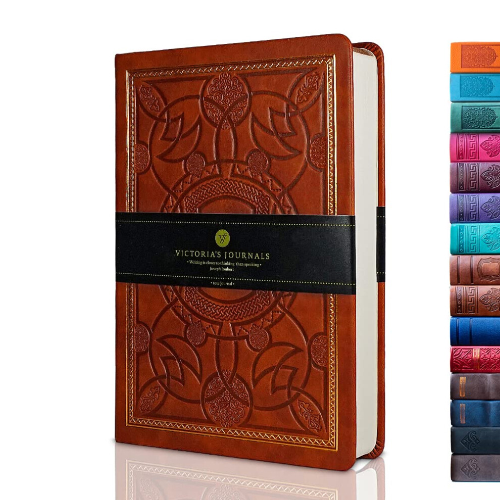 VICTORIA'S JOURNALS Leatherette Vintage Journal Hard Cover Lined Notebook Old Looking Travel Diary, A5 Size 5.7'' x 8.1''-image-OPC-PFC2HYF-NEW