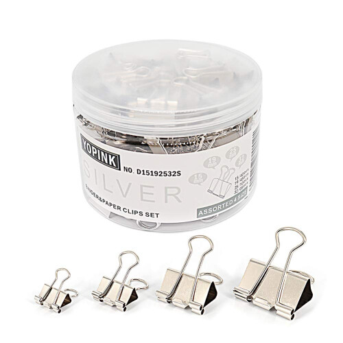 Binder Paper Clips  Assorted Sizes Set (Mini  Small  Medium  Large) fo