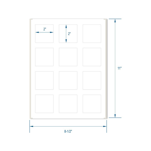 PACKZON 2"""" x 2"""" Square Labels for Laser/Inkjet  Permanent Adhesive 2