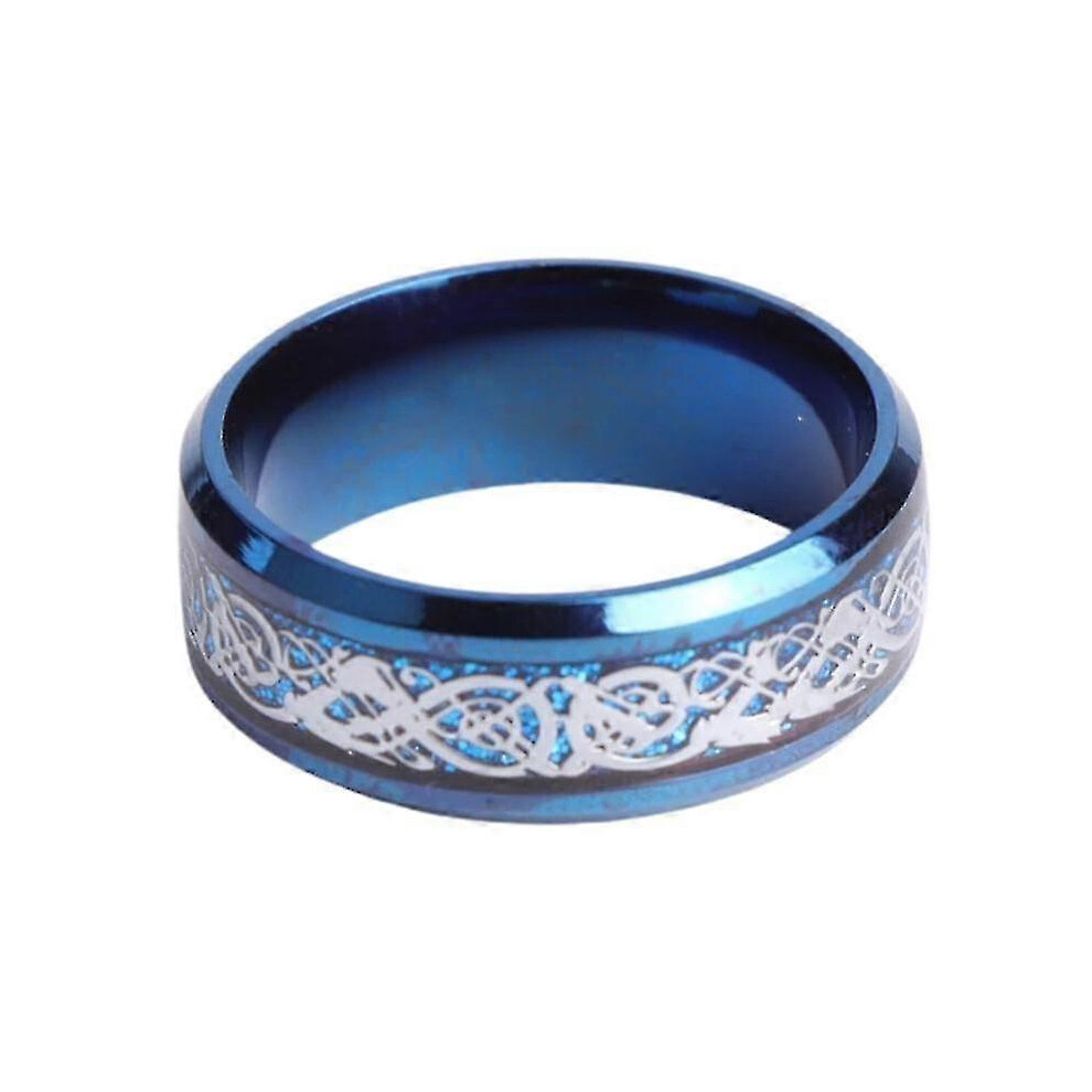 (10) Titanium Steel Dragon Blue Rings Man Gifts Wedding Band Jewelry Decorative