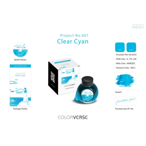 Colorverse Project Ink No.007 - Clear Cyan - (65ml) Μελάνι Πέννας 2