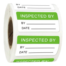 1x2 Inch Quality Control Inventory Lables 500 Pcs ""Inspected by"" Rec