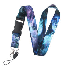 DMLSKY blauer Lanyard-Ausweishalter mit sicherer Entriegelung, schwarzer Schnalle und Metallfederclip, cool fr Mnner, Erwachsene und Teenager