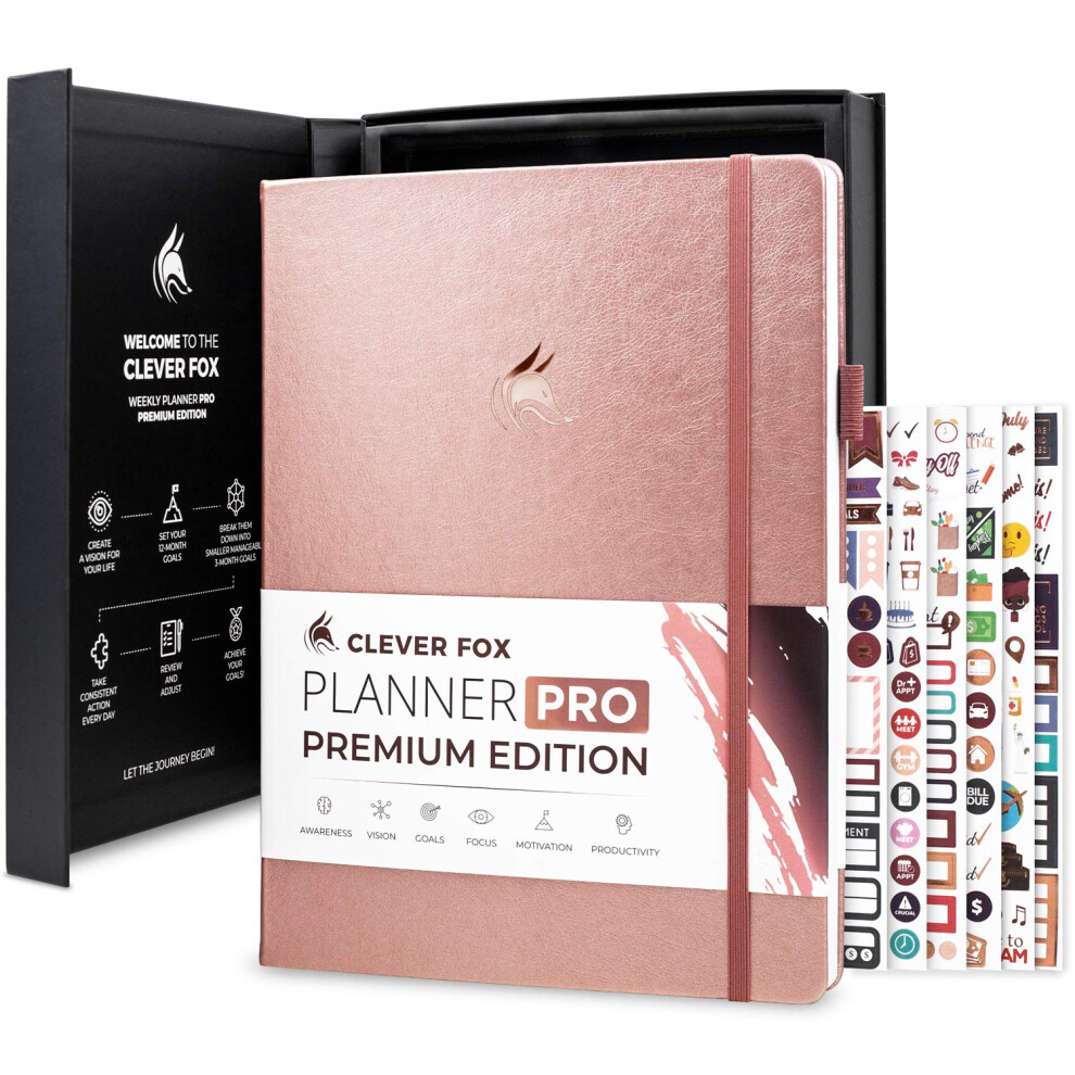Clever Fox Planner Pro Premium Edition - Agenda hebdomadaire et mensuel luxueux