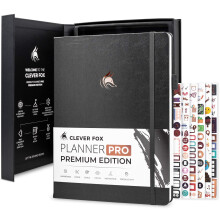 Clever Fox Planner Pro Premium - Luksuri?s uge- og m?nedsplanl?gger med budgetorganisator for produktivitet og m?l Udateret A4 (s?lvsort)