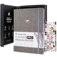 Clever Fox Planner PRO Premium - Luksuri?s ugentlig og m?nedlig planl?gger med budgetorganisator for produktivitet og m?l Udateret A4 (gr?)