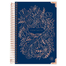 Bloom Daily Planners Hardcover Kontakter Adress & lsenordsbok - Alfabetisk arrangr med flikar - 6 """" X 8.25 """" - Navy broderi