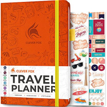 Clever Fox Reisetagebuch  Urlaubs- und Reise-Organizer mit Budgetplan, Packliste, Reisekosten-Tracker, A5 (Orange)