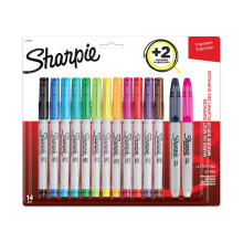 Set de marcaj permanent Sharpie Ultra Fine - 12 markeri ultra fine asorta?i plus 2 markeri de puncte fine