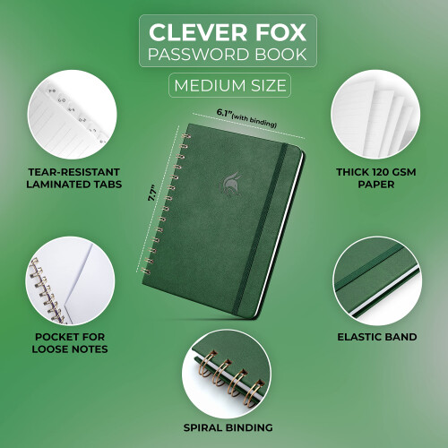 Clever Fox Password Book Spiral - Organizza indirizzi Internet e password 1