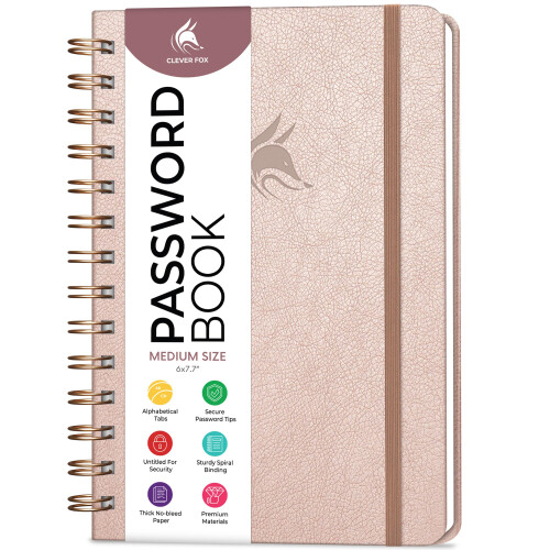 Clever Fox Password Book Spiral - Organizza indirizzi Internet e password