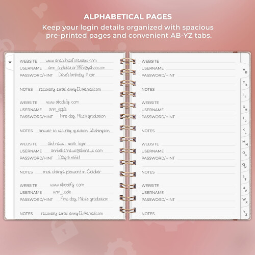 Clever Fox Password Book Spiral - Organizza indirizzi Internet e password 2