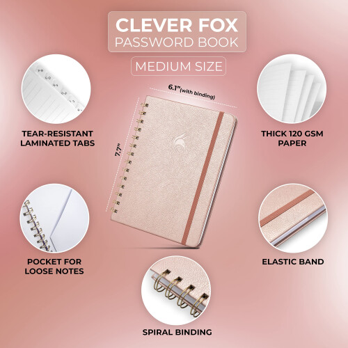 Clever Fox Password Book Spiral - Organizza indirizzi Internet e password 1