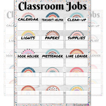 3D Learning LLF Boho Class Job Chart laminiert 14 x 19,5 Klassenzimmer-Poster und Dekorationen fr Schulanfang, Lehrer-Poster fr Vorschule, Kind