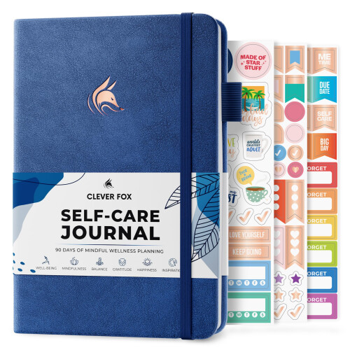 Clever Fox Self-Care Journal - Ημερήσιο Σημειωματάριο Αντανάκλασης, A5 (Μυστική Μπλε)