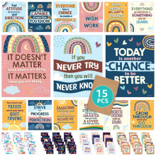 Decorably Motiverende Posters voor Klaslokaal - 15 Boho Posters, 11x14in Boho Decor, Positieve Posters voor Kinderen