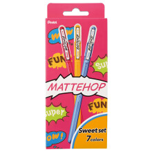 Pentel Matte Hop Sweet Color Bläckpenna, 7 Färger, K110-V7STB