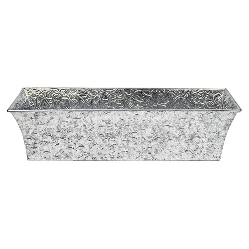 Achla Designs Embossed Galvanized Flower Window Box Planter  24-in
