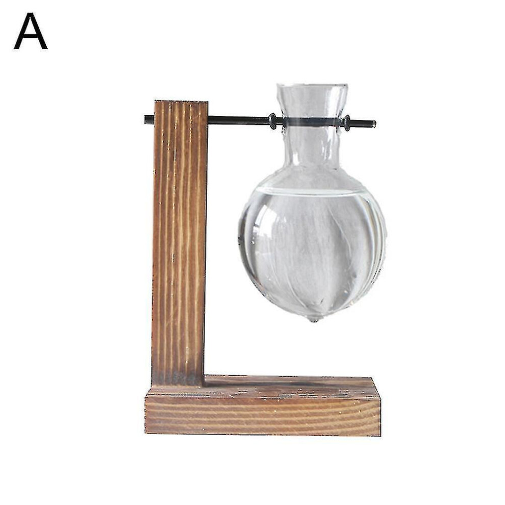 (Type A) Wooden Frame Glass Vase Planter Desktop Hydroponics Plant Bonsai Flower Pot-image-OPC-PG6VJSM-NEW