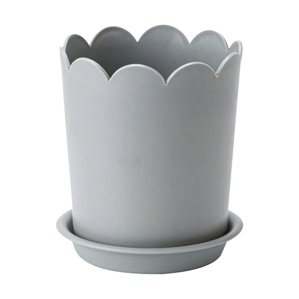 (S, Grey) Flowerpot All Match Bright-colored Plastic Petal Edge Large Opening Flower Planter for Home JIKAIX-image-OPC-PG6VKYB-NEW