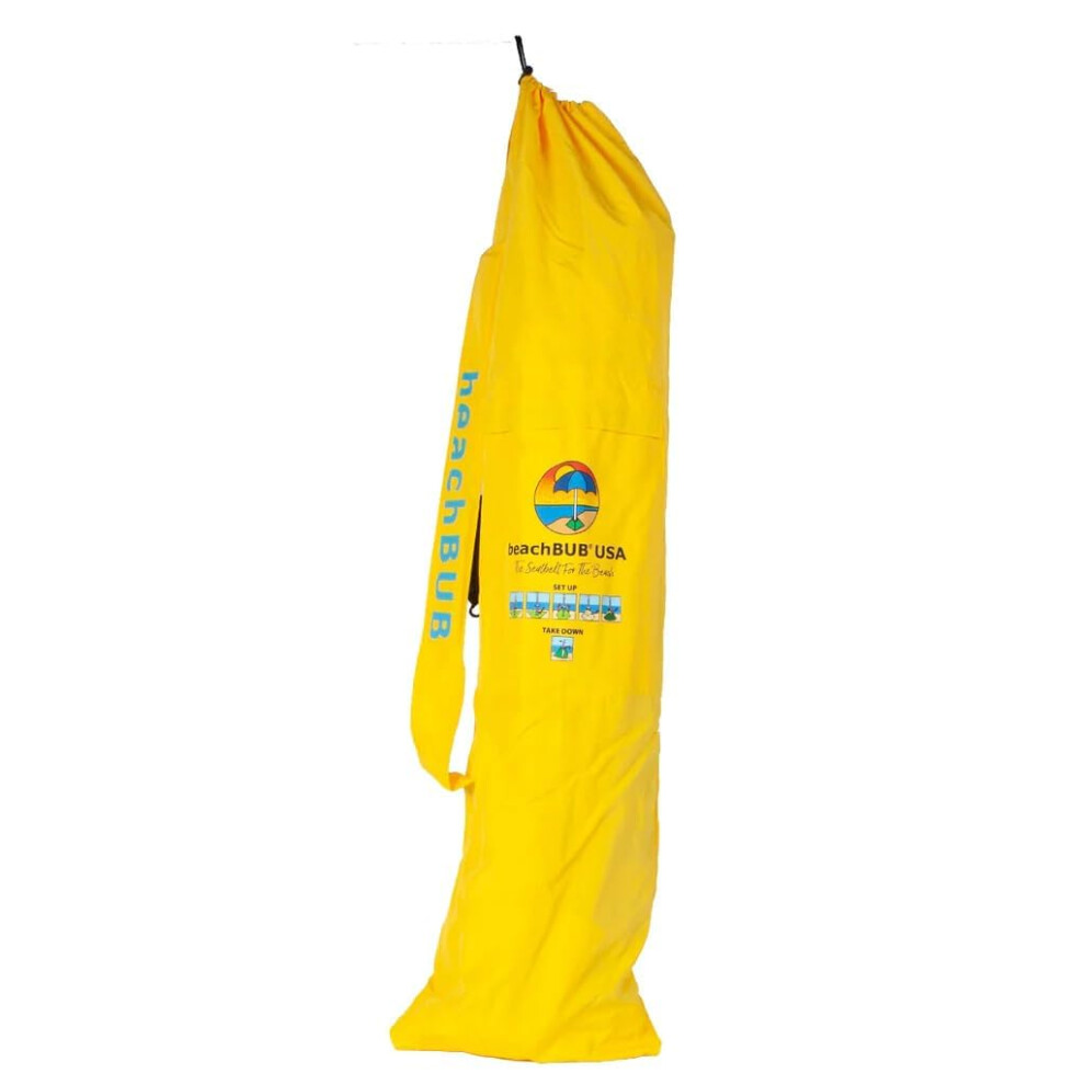Sac de plage pliable et étanche pour parapluies avec large bandoulière rembourrée et poignée de transport moulée