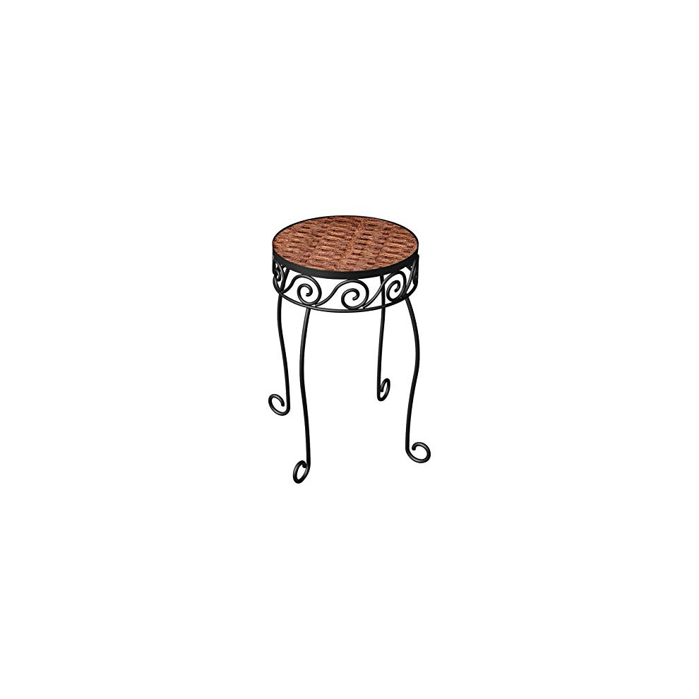 Panacea Products 82322, Brown 16.5" High Metal and Resin Composition Wicker Top Plant Stand, Size