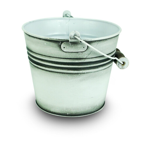 Roberto Cavalli Planter com al   a de metal em faixas de 6 polegadas brancas r   sticas.