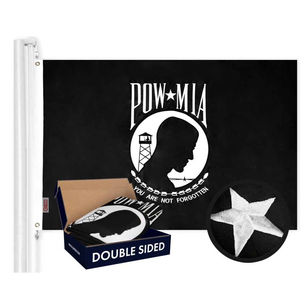 Bandera G128 Pow Mia De 3 X 5 Pies, Serie Double Toughweave, Bordada A Doble Cara, Poli Ster 210D, Dise O Bordado Para Interiores Y Exteriores-image