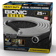 Mangueira de Jardim Bionic Steel 25 FT com Bico, Aço Inoxidável 304, Flexível e Leve, Resistente a Dobre