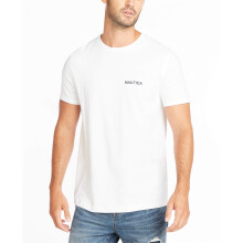 Nautica Herren-T-Shirt mit kurzen Ärmeln, einfarbig, Rundhalsausschnitt, hellweiß, einfarbig, Größe S, US