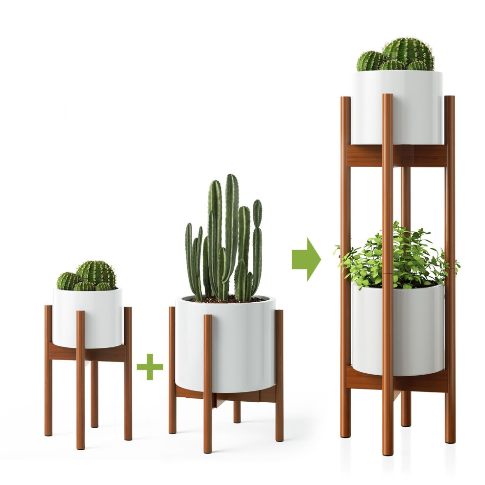 MUDEELA Lot de 2 supports pour plantes d'intérieur Support pour plantes hautes à 2 niveaux 30 pouces