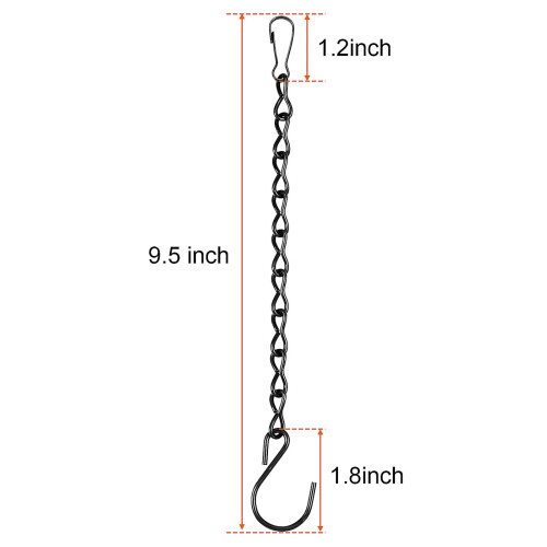 2 Pacote Corrente Suspensa para Alimentadores de Pássaros, Jardineiras, Lanternas e Ornamentos (9.5 Polegadas, Preto) 1
