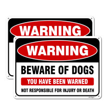JW Signs Placa Cuidado com o Cão (2 Pacotes) 10"x7" Placas Metálicas Reflexivas