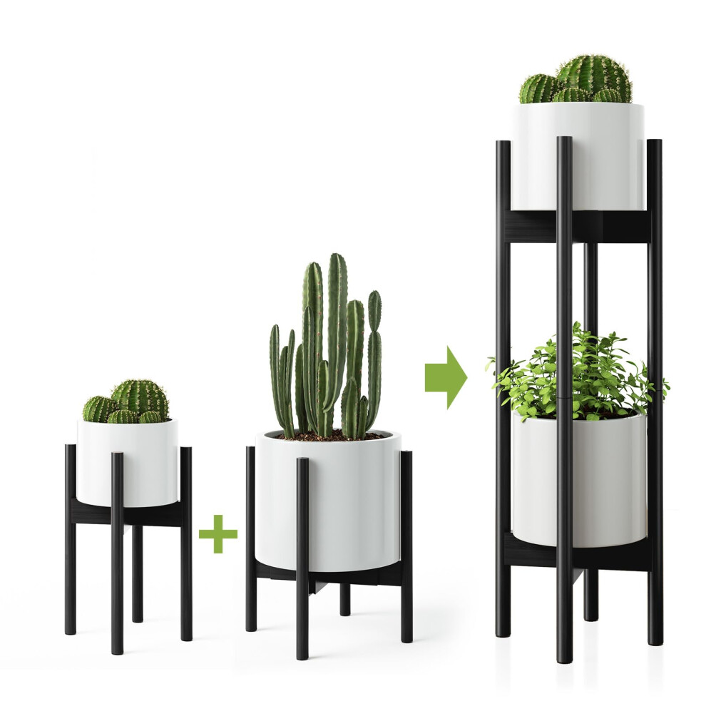MUDEELA Lot de 2 supports pour plantes d'intérieur Support pour plantes hautes à 2 niveaux 30 pouces