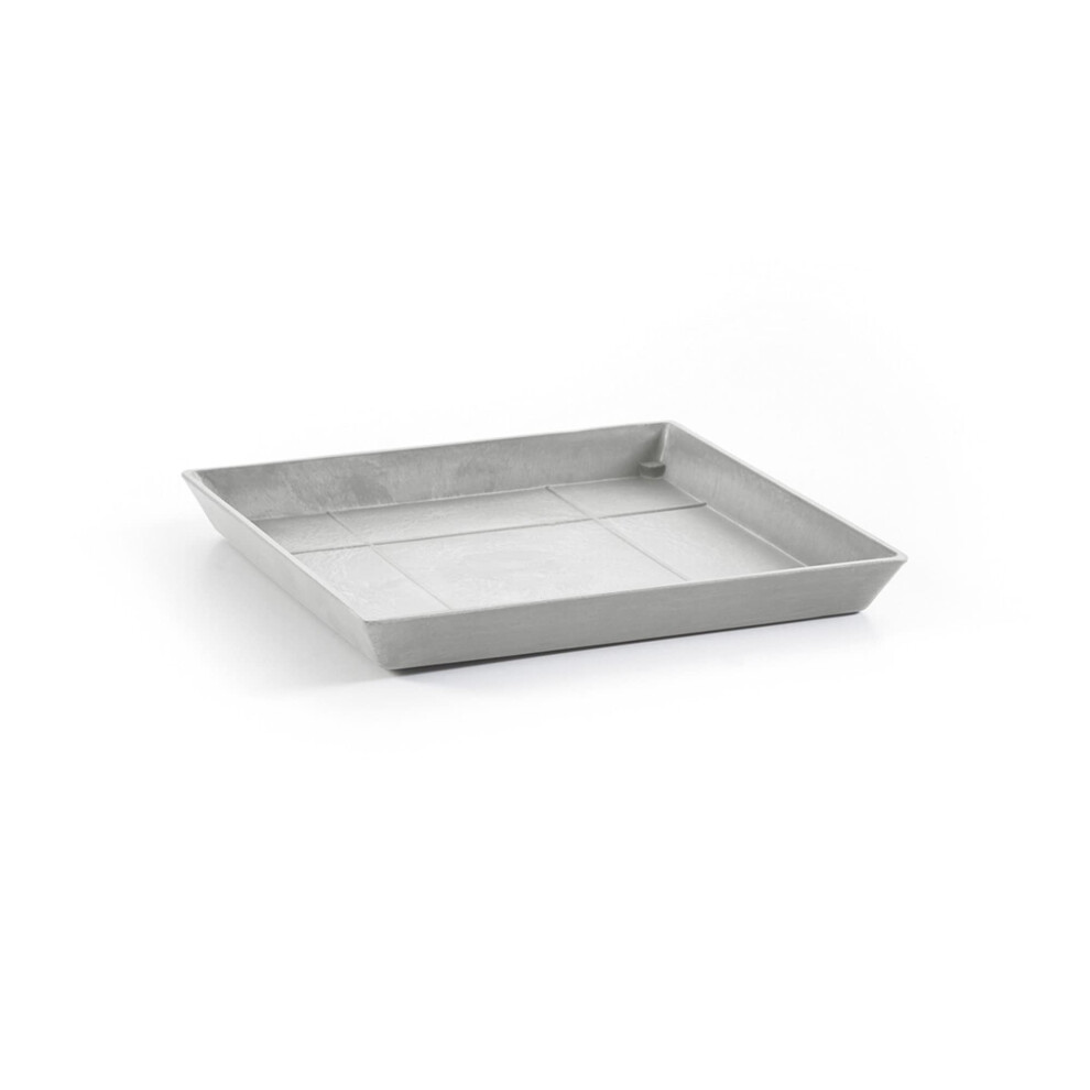 Ecopots Pot de fleurs carré en plastique moderne pour intérieur/extérieur Soucoupe Blanc Gris 14""