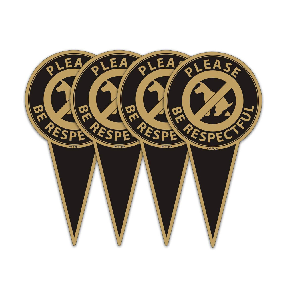 Please Be Respectful 4Pack12x6 No Dog Poop Yard Metal Signs Double Sided No Pooping Dog Sign UV Protected and Weatherproof