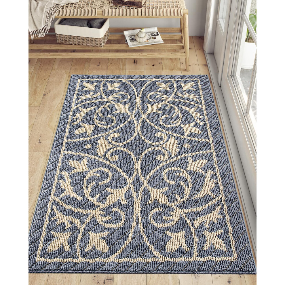 DEXI Paillasson d'intérieur pour entrée, tapis de sol, paillasson d'intérieur, tapis d'entrée, antidérapant, lavable, 315 x 47, gris