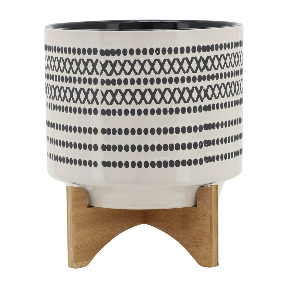 Sagebrook Home Jardinière Aztèque "11" avec Support en Bois Gris (15801-03)