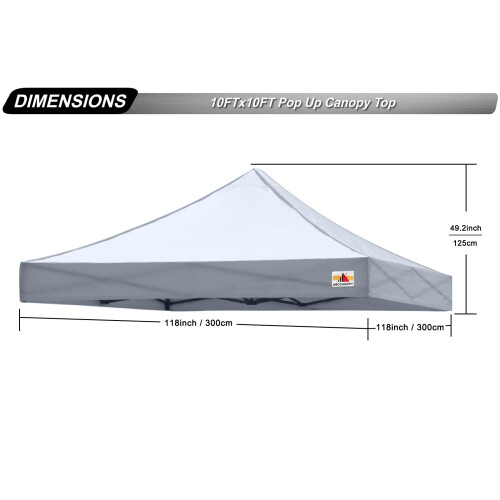 ABCCANOPY Ersatzdach f?r Pop-Up-Zelt, 10 x 10, Grau 2