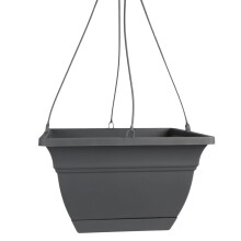 HC Companies 30 cm Eclipse Cachepot Suspenso para Plantas - Cesto Quadrado com Prato Removível, Cinza Quente