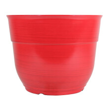 Garden Elements Glazed Brushed Happy Large Plastic Planter Bright Red 15
