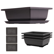 Bonsai gryder - 3stk Bonsai pot med fugtighedsbakker til indendørs planter - bonsai gryder med dræningsbakke og indbygget mesh - holdbar plast bo
