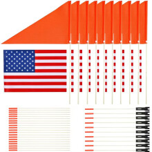 10-teiliges Fahrrad-Sicherheitsset  USA-Flagge und orangefarbene Sicherheitsflagge, 1,8 m, robuste Glasfaserstange, Polyester, vollfarbig, reifest,