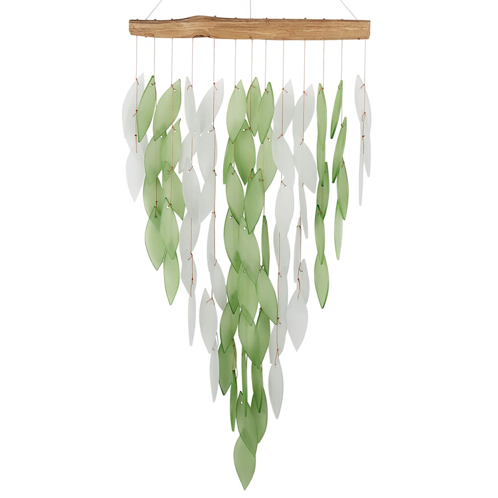 Blue Handworks Deluxe Ocean Ombre Waterfall & Driftwood Chime Pskovan Sklo A Nalezen Drevo Rucne Vyrben Vetrn Zvonky-image