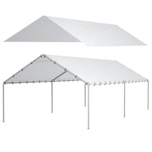 10 x 20 Ft Carport Replacement Canopy Cover Garage Top Tent Shelter Tarp with Free 48 Ball Bungee Cords WhiteOnly Cover Frame