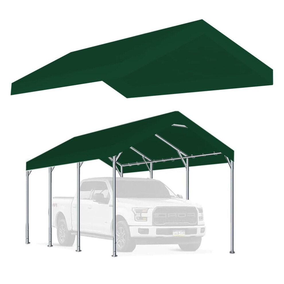 Vanteriam 12x20 Auvent de remplacement amélioré pour abri de voiture, tente de fête, abri de garage, tente avec élastiques à boule, vert